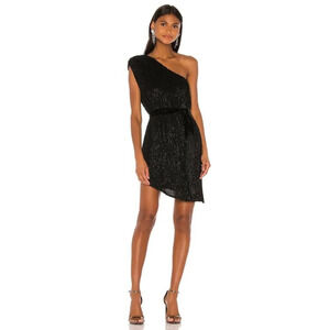 Retrofête Ella Sequin Dress in Black New Womens One Shoulder Mini Cocktail
